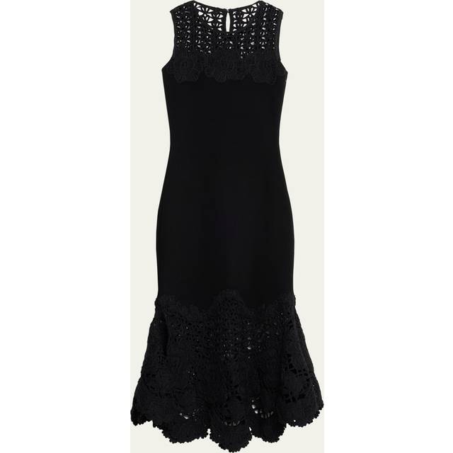 Oscar De La Renta Birdsnest Scallop Midi Dress