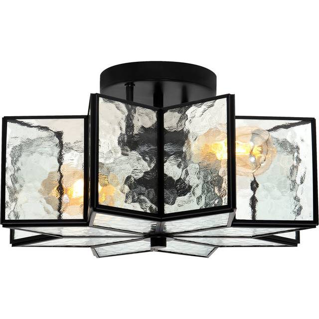 2 - Light 41cm Unique/Statement Star Semi Flush Mount - Black (22.5cm H X 41cm W X 41cm D)