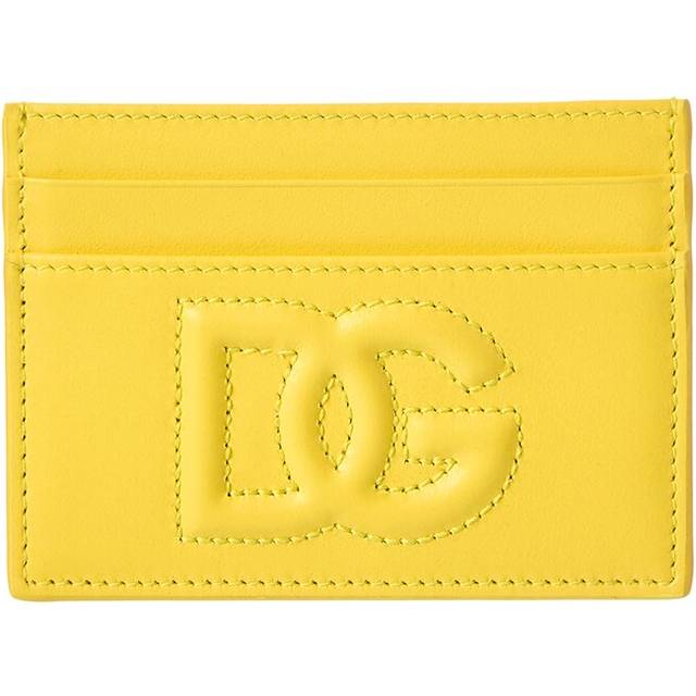 Dolce & Gabbana Dg Logo Card Holder - Woman Wallets And Small Leather Goods Yellow Leather Onesize