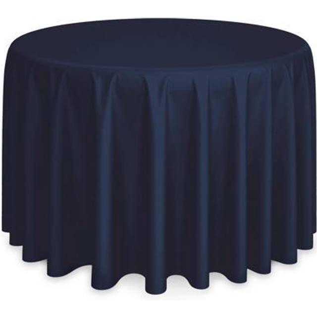 Lann's Linens - 132 Round Premium Tablecloth for Wedding/Banquet/Restaurant - Polyester Fabric Table Cloth - Navy Blue