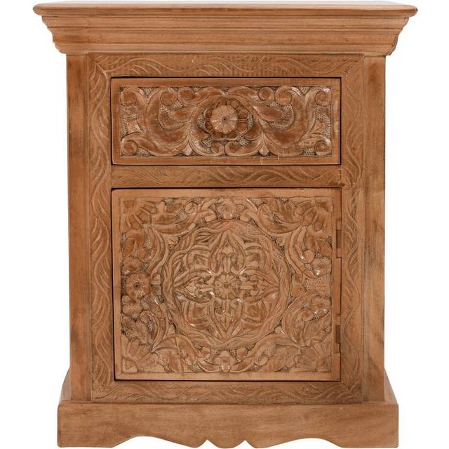 Artwork Mango Wood Bedside Table With Storage