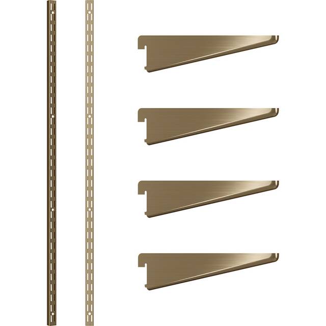Rothley Twin Slot Shelving Kit In Antique Brass 4 Inch Brackets And 48 Inch Uprights
