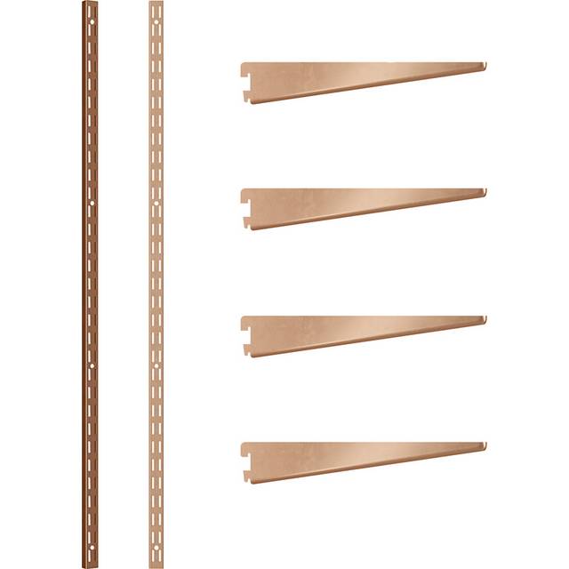 Rothley Twin Slot Shelving Kit In Bright Copper 8 Inch Brackets And 48 Inch Uprights