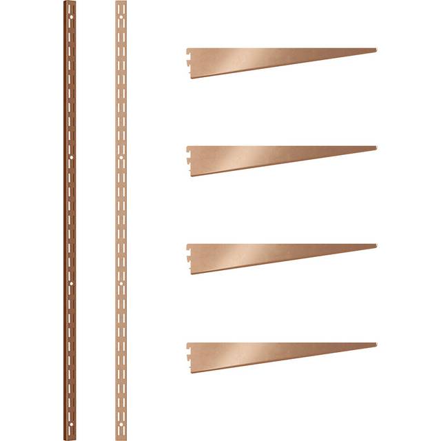 Rothley Twin Slot Shelving Kit In Bright Copper 10 Inch Brackets And 48 Inch Uprights