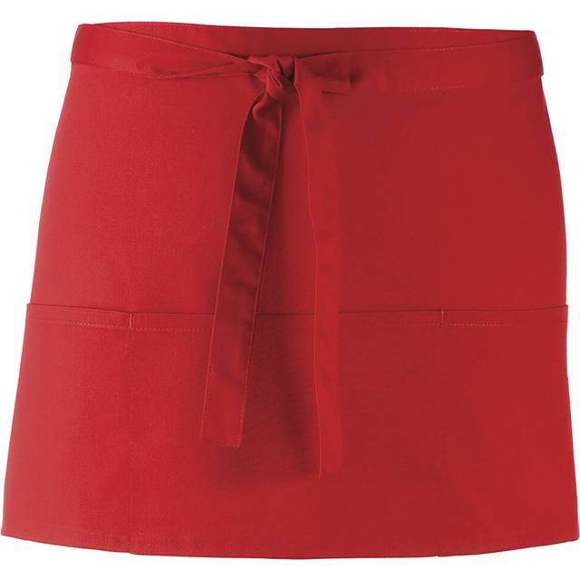 (One Size, Red) Premier Ladies/Womens Colours 3 Pocket Apron / Workwear (Pack of 2)