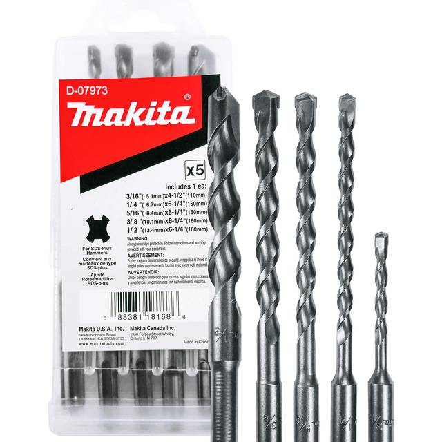 Makita 5 Piece Drill Bit Set for Rotary Hammer Aggressive Drilling for Concrete Masonry Carbide Tip Bit - SDS-Plus SDS+ - & -