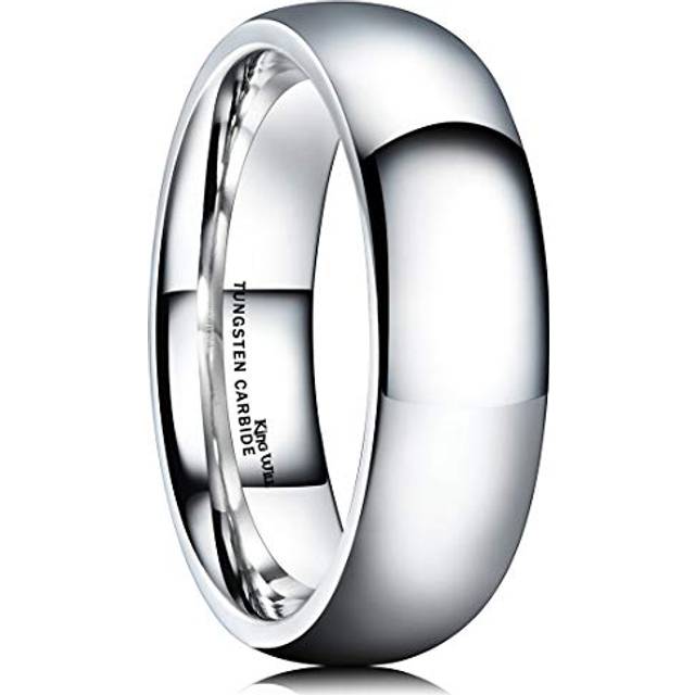 King Will Basic Men's 8mm Classic High Polished Comfort Fit Domed Tungsten Metal Ring Wedding Band(7)