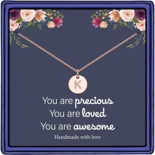 Hidepoo Disc Initial Necklaces Birthday Gifts - Initial Pendant Necklaces Dainty Disc Letter Necklace for Women Jewelry Gifts Valentines Day Birthday
