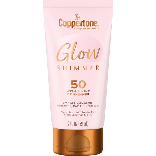 Coppertone Glow with Shimmer Sunscreen Lotion SPF 50  Water Resistant Sunscreen  Broad Spectrum SPF 50 Sunscreen Travel Size  2 Fl Oz Bottle