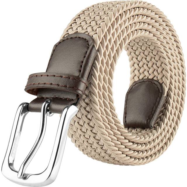JUKMO Elastic Braided Belt  Stretch Woven Belt in Gift Box (Khaki  Small)