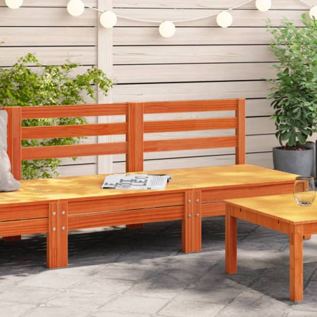 vidaXL Garden Sofas Armless 2 pcs Wax Brown Solid Wood Pine - wax brown