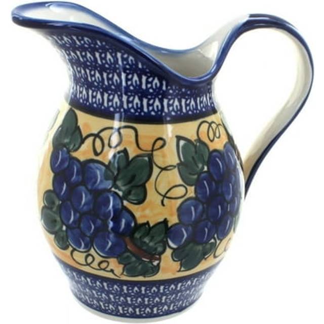 Blue Rose Polish Pottery Grapes Pitcher