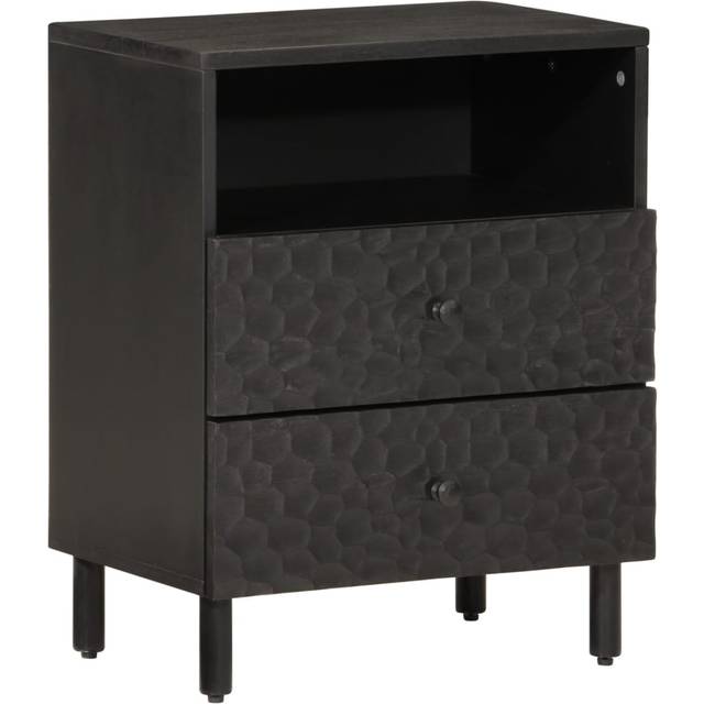 vidaXL Bedside Cabinet Black 50x33x60 cm Solid Wood Mango
