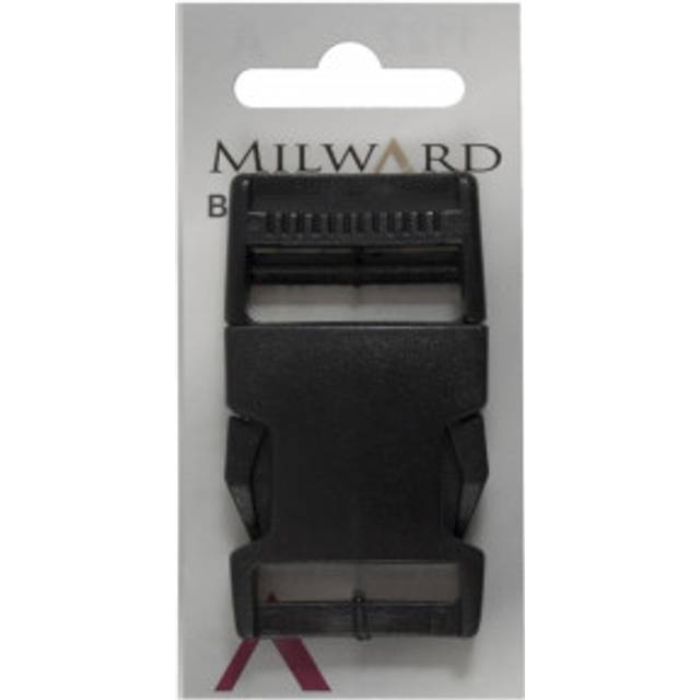 Milward Buttons - Size 25mm, Plastic Clip, Black