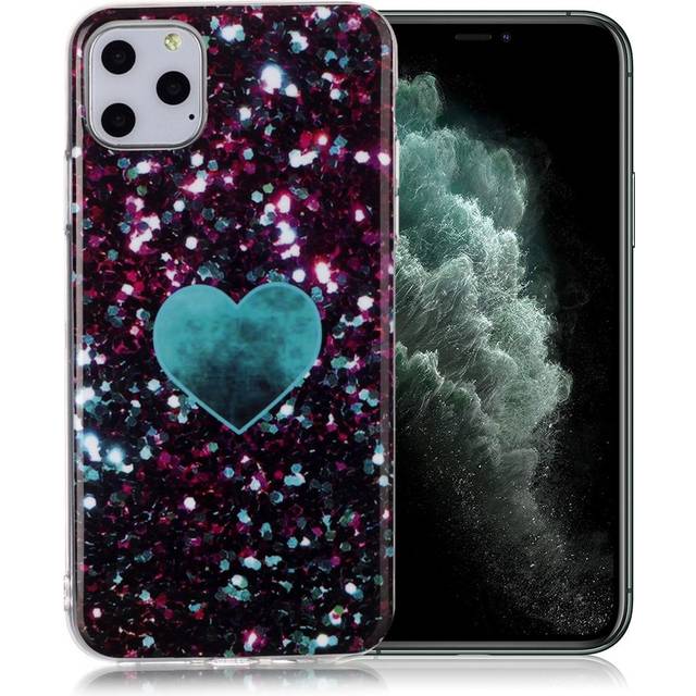 Marmormotiv iPhone 11 Pro Max skal - Glittrande Blått Hjärta