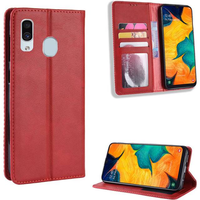 Samsung Galaxy A40 vintage läderfodral - Röd