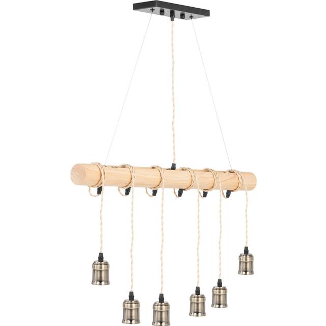Uniprodo - Pendant Light - 6 light sources - wooden beam Hanging lamp Pendant lamp
