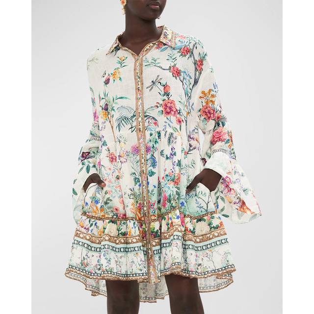 Tiered Dress with Lace Trim at Yoke Plumes and Parterres, S