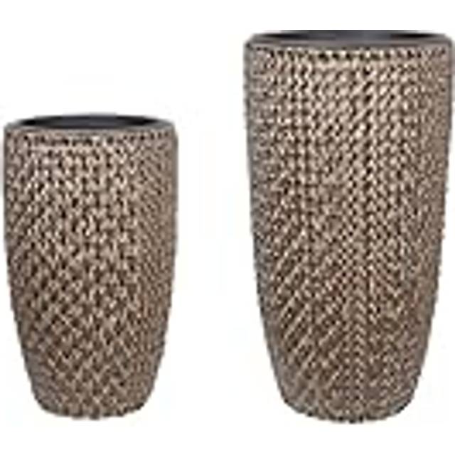 Set of 2 Plant Pots CEDRUS PE Rattan 37/45 cm Brown
