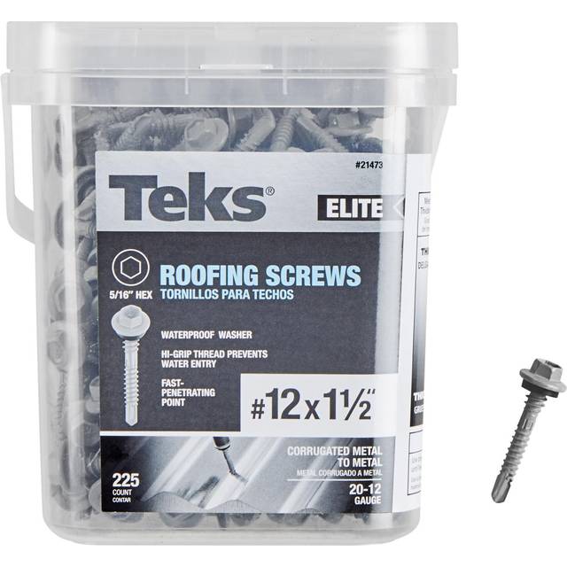 Teks 5043617 12 x 1.5 in. Hex Drive Washer Head Roofing Screws - Pack of 225