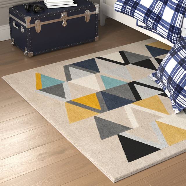 Rockhampton Mustard/Aqua Rug - Blue;Black;Beige;Yellow (Rectangle 119 x 170cm)