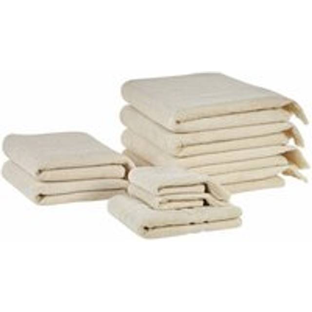 Set of 9 Cotton Terry Towels Beige ATIU