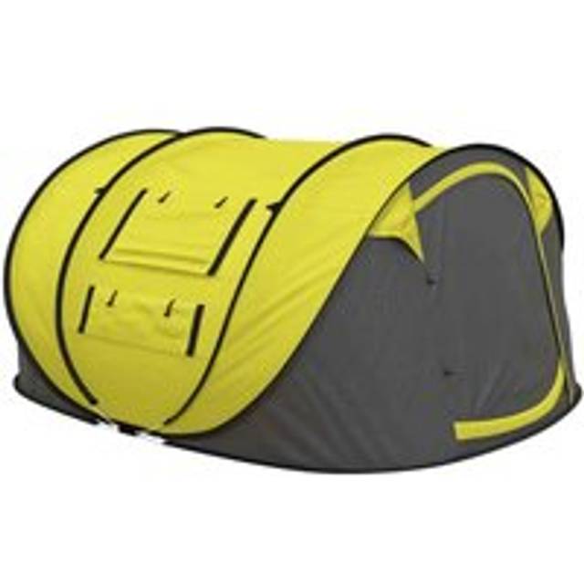Outsunny Camping Tent Dome Pop-up Tent with Windows for 4-5 Person Yellow | TJ Hughes