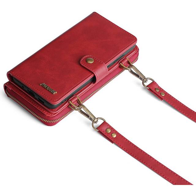 Case for iPhone 11 red Plug in card upgraded leather cross body multifunctional wallet leather No193026