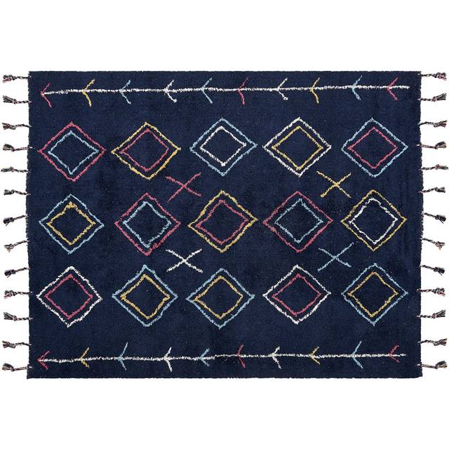 Manchester Hand Tufted Cotton Black/Blue Rug (Rectangle 160cm x 230cm)