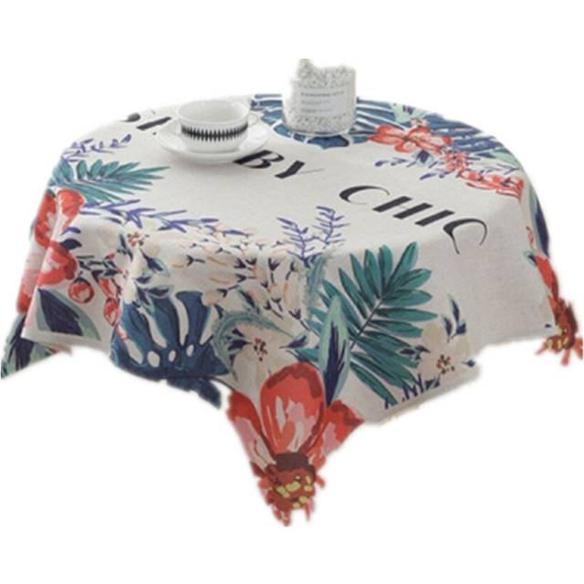 Greenery Linen Tablecloth Restaurant Bar Household Tablecloth, Size:140x140cm(Watercolor Banana Leaves)