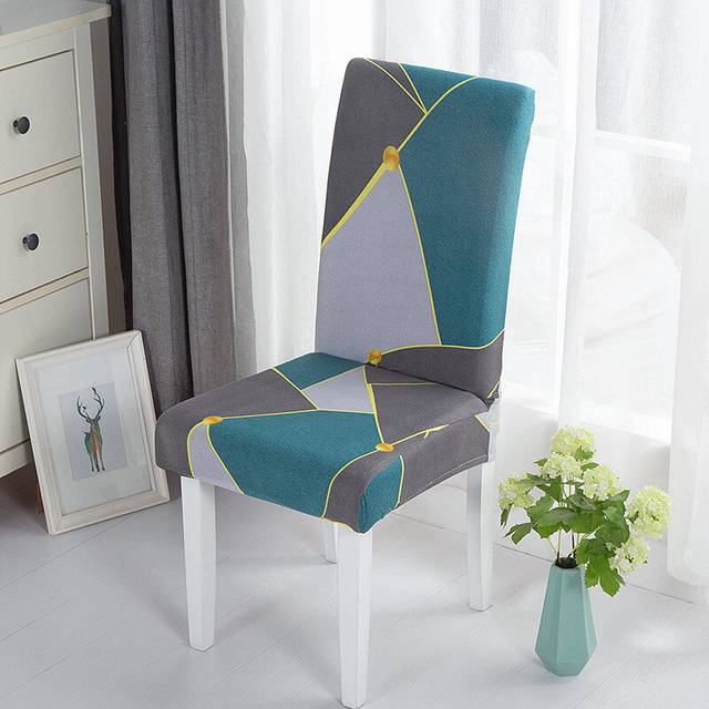 (Color 8, Size) Geometric Dining Chair Cover Spandex Elastic Chair Slipcover Case Stretch Chair