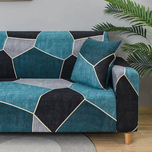 (4-seater 235-300cm, Color 13) Cross Pattern Elastic Sofa Cover Stretch All-inclusive Sofa Covers Couch Cover