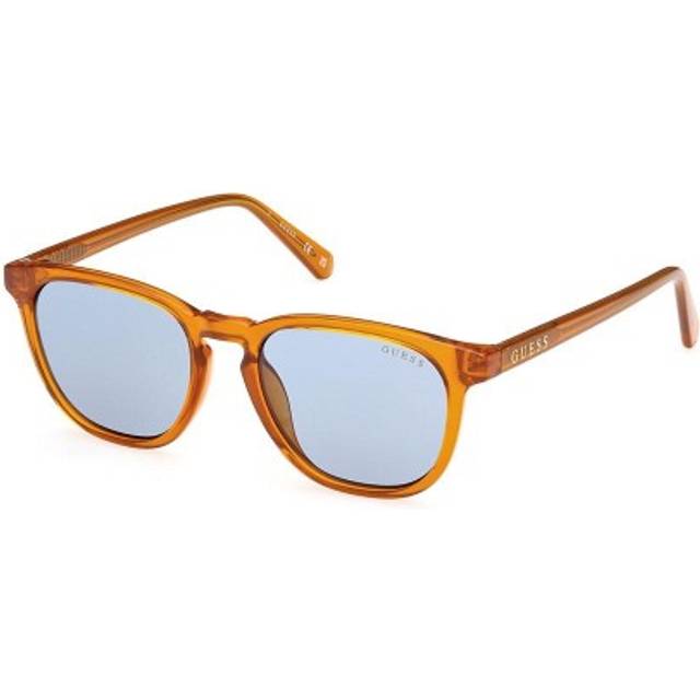 Guess Man GU8293 44V Sunglasses Injected Orange Blue Round Normal