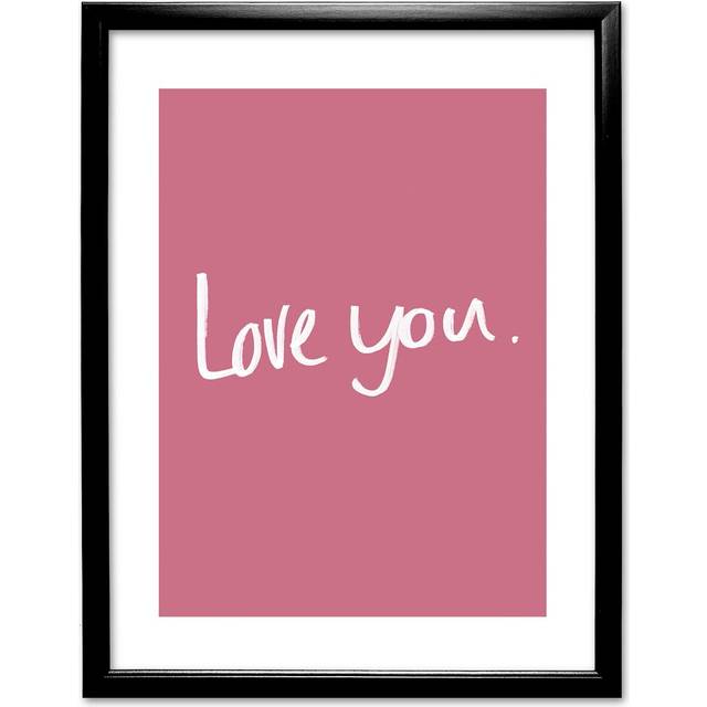 Plain and Simple &#39;Love you&#39; Framed Typography - Black (36cm H X 28cm W)