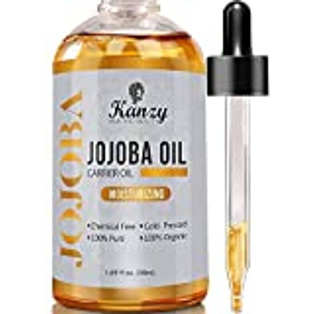 Kanzy Jojobaolja Ekologisk Kallpressad 100% Ren 50ml Hexanfri Bärarolja för Hår Naglar Kropp Hud & Ansikte Kroppsolja-Certifierad