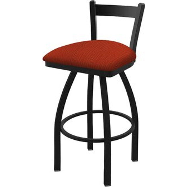"821 Catalina 30"""" Low Back Swivel Bar Stool with Black Wrinkle Finish and Graph Poppy Seat"
