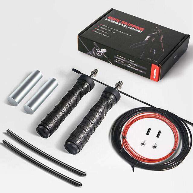Professional Jump Rope Skip Speed Weighted Jump Ropes with Extra Speed Cable Ball Bearings Anti-Slip Handle for Double Unders