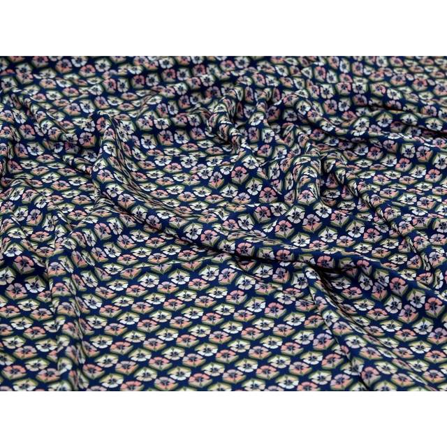 Liberty London Miranda Skye Kensington Silk Crepe de Chine Fabric Deep Blue