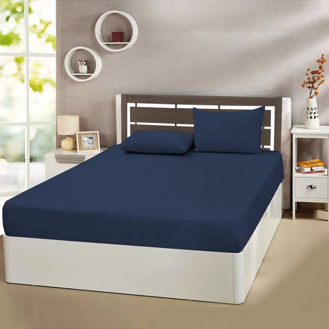 Ewoud 25cm Microfiber Fitted Sheet - Blue (Super King (6&#39;))
