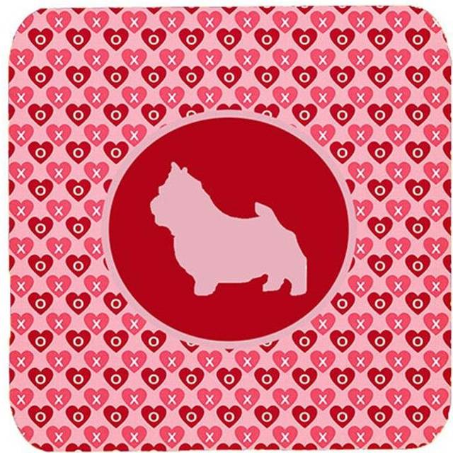 Norwich Terrier Valentine Hearts Foam Coasters - Set 4, 3.5 x 3.5 In.