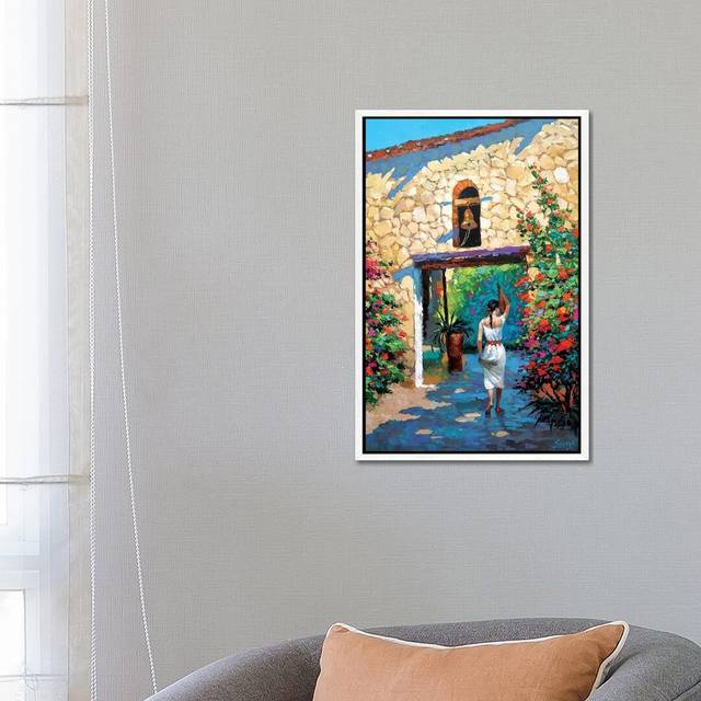 Mexican Girl with Jug by Dmitry Spiros - Painting Print on Canvas - White Framed Canvas (66.04 cm H x 45.72 cm W)