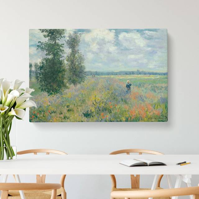 Poppy Fields Near Argenteuil by Claude Monet - Wrapped Canvas Painting (40cm H x 60cm W x 3cm D)