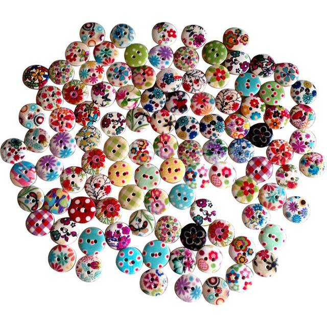 Trixes 100pc Assorted 15mm Buttons | Mixed Pack Of Craft Buttons