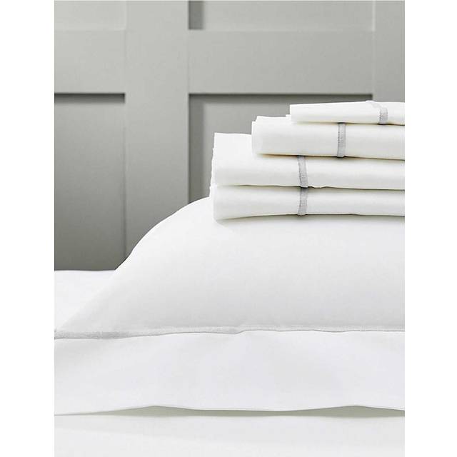 The White Company White/silver Savoy Cotton Flat Sheet Super King