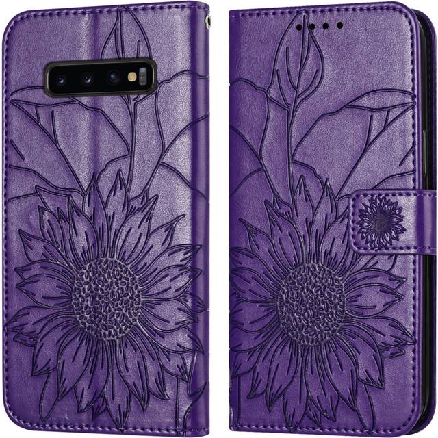 For Samsung Galaxy S10 Plus Wallet Case,3 Credit Card Slot ID Card Holder,PU Leather Flip Case,Dark Purple