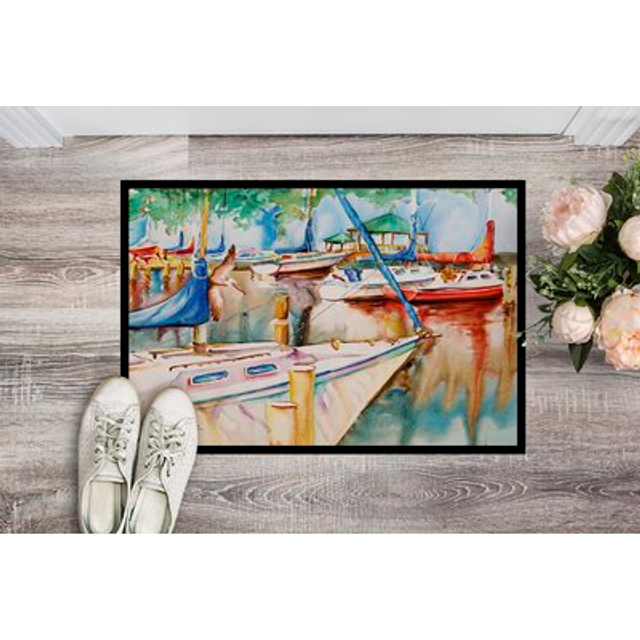 """""Caroline's Treasures Sailboats at the Gazebo Indoor or Outdoor Mat  18"""""""" x 27""""""""  Multicolor"""""