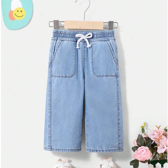 SHEIN Baby Girl Spring And Summer Lightweight Soft Comfortable Jeans, Casual And Fashionable