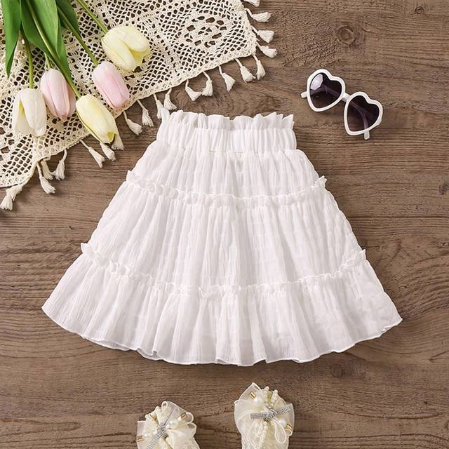 SHEIN Young Girls&#39; Ruffle Edge Multi-Layered A-Line Skirt