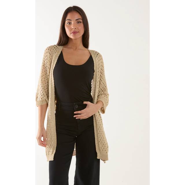 Blue Vanilla Gold Crochet Lurex Cardigan - one size