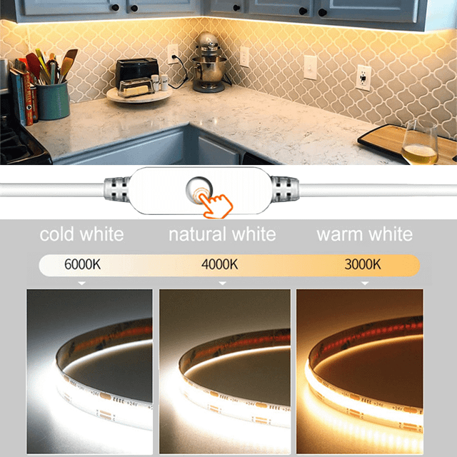 Acosh Neon USB LED Strip COB LED Light 320LEDs/M 5V Light Strip High-Density Flexible Ribbon Tape RA90 FCOB LED Strip Light Suitable For TV Backlight Bedroom Kit